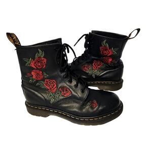 Dr. Doc Martens Air Wait 1460 Vonda Floral Leather Lace Up Boots Wmn 9 Roses New